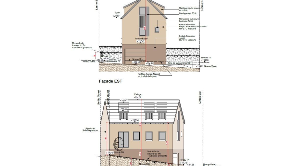 Plan façades Est+Sud