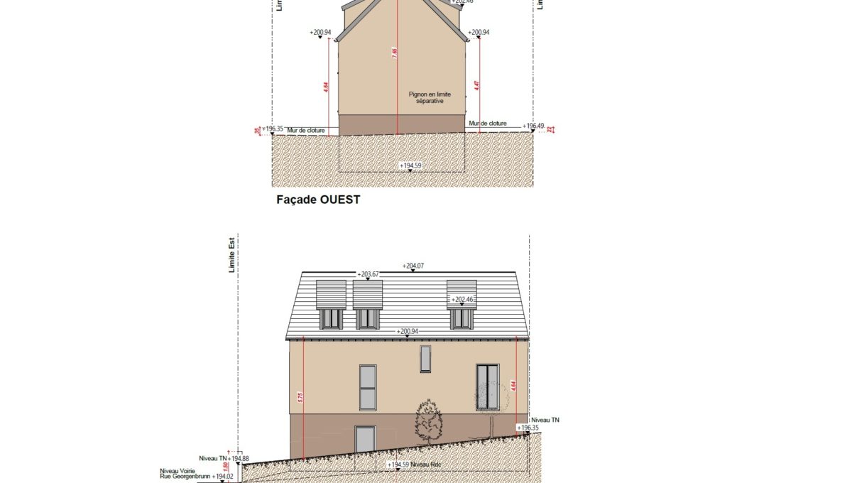 Plan façades Ouest+Nord